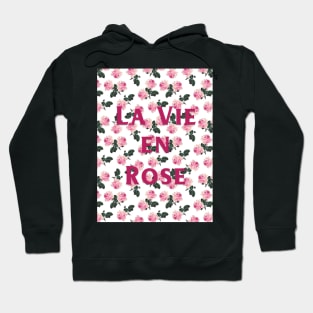 La Vie En Rose - Pink Vintage roses on White Hoodie